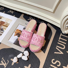 Chanel Platform Slides Pink For Women With Original Box And Carry Bag