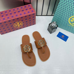 Tory Burch Eleanor Brown Thong Sandals For Women With Original Box And Carry Bag