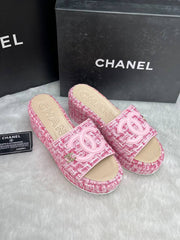 Chanel Platform Slides Pink For Women With Original Box And Carry Bag