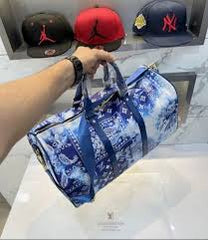 Louis Vuitton Keepall 50 Bandana White Blue With Dust Bag 8880