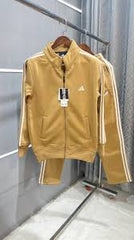 Adidas Beige Embroidery Logo Premium Classic Tracksuit