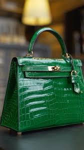 Hermes Blanc Crocodile Niloticus Green Encrusted Birkin Bag With OG Box & Dust Bag (1028 Green)