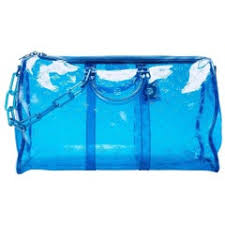 Louis Vuitton Keepall Bandouliere 50 Blue Transparent Travel Duffle Bag With Dust Bag (L-810)