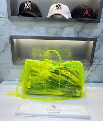 Louis Vuitton Keepall Bandouliere 50 Neon Transparent Travel Duffle Bag With Dust Bag (L-810)