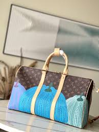 Louis Vuitton Keepall Duffle Bandouliere Bag Yayoi Kusama Pumpkins Monogram Canvas 45 (202313)