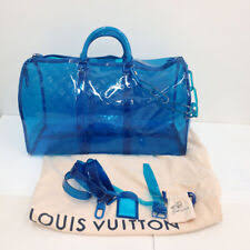 Louis Vuitton Keepall Bandouliere 50 Blue Transparent Travel Duffle Bag With Dust Bag (L-810)