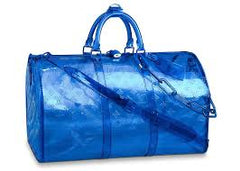 Louis Vuitton Keepall Bandouliere 50 Blue Transparent Travel Duffle Bag With Dust Bag (L-810)