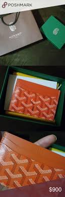 Goyard Saint Sulpice Card Holder Wallet With Dust & OG Box Orange 9636