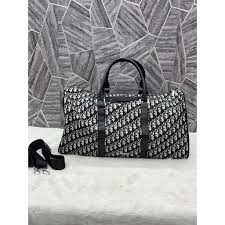 Christian Dior Premium Duffle Bag With Dust Bag CD 810 Grey And White