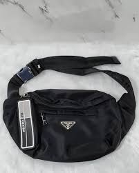 Prada Waist Nylon Pouch Track Belt Bag Signature With Dust Bag (P238 Black)