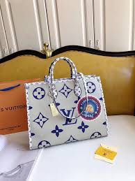 Louis Vuitton On The Go Medium Tote With Dust Bag (M22868 Blue)