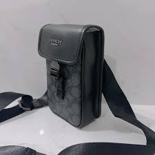 Coach Racer Phone Crossbody Bag Black Canvas With OG Box Dust Bag CT885