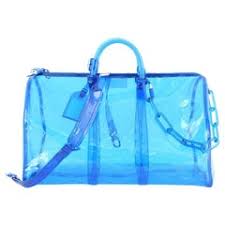 Louis Vuitton Keepall Bandouliere 50 Blue Transparent Travel Duffle Bag With Dust Bag (L-810)