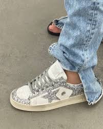 Golden goose Women's  Stardan sneakers in white leather and glitter