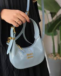 Miu Miu Leather Hobo armpit Bag With OG Box & Dust Bag (359 Grey)