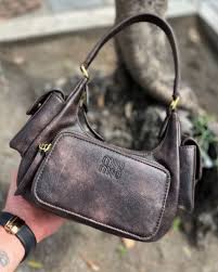 Miu Miu Pocket Logo Embossed Shoulder Bag With OG Box & Dust Bag (161 Coffee)