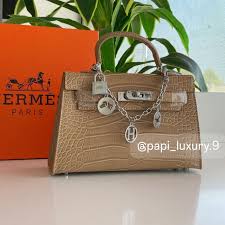 Hermes Blanc Crocodile Niloticus Khakhi Encrusted Birkin Bag With OG Box & Dust Bag (1080 Khakhi)