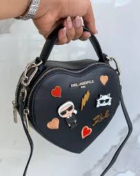 Karl Lagerfeld Heart Top Handle K-Ikonik Crossbody Bag With OG Box & Dust Bag (Black) KB011