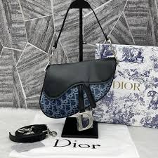 Dior Saddle Leather Canvas DenimBlue With Original Box