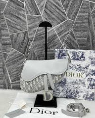 Dior Saddle Leather Canvas Grey With Original Box