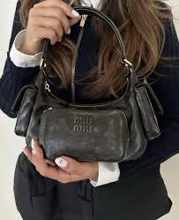 Miu Miu Pocket Logo Embossed Shoulder Bag With OG Box & Dust Bag (161 Coffee)