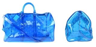 Louis Vuitton Keepall Bandouliere 50 Blue Transparent Travel Duffle Bag With Dust Bag (L-810)