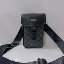 Coach Racer Phone Crossbody Bag Black Canvas With OG Box Dust Bag CT885