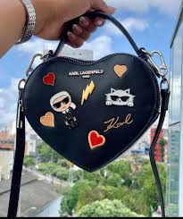 Karl Lagerfeld Heart Top Handle K-Ikonik Crossbody Bag With OG Box & Dust Bag (Black) KB011