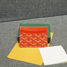 Goyard Saint Sulpice Card Holder Wallet With Dust & OG Box Orange 9636