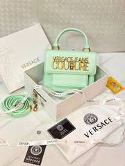 Versace Jeans Couture Saffiano Lock Crossbody Bag With OG Gift Box & Dust Bag (Pistachio Green - VA029)