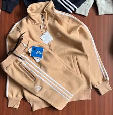 Adidas Beige Embroidery Logo Premium Classic Tracksuit