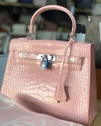 Hermes Blanc Crocodile Niloticus Pink Encrusted Birkin Bag With OG Box & Dust Bag  (1080 Pink)