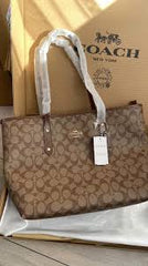 Coach Signature City Tote Bag With OG Red Box (55398 Caramel)