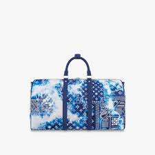 Louis Vuitton Keepall 50 Bandana White Blue With Dust Bag 8880