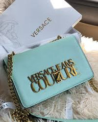 Versace Jeans Couture Saffiano Lock Crossbody Bag With OG Gift Box & Dust Bag (Pistachio Green - VA029)