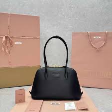 Miu Miu Embossed Logo Medium Tote Bag With Dust Bag (3005 Black)