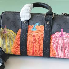 Louis Vuitton Keepall Bandouliere Bag Yayoi Kusama Pumpkins Monogram Black 55 (202313)