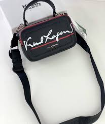 Karl Lagerfeld Simone Top Handle Leather Small Camera Sling Bag With OG Box & Dust Bag (Black KB027-2)