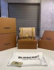 Burberry TB CalfSkin Beige Sling With OriginalBox