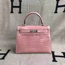 Hermes Blanc Crocodile Niloticus Pink Encrusted Birkin Bag With OG Box & Dust Bag  (1080 Pink)