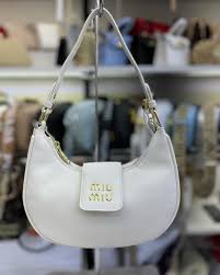 Miu Miu Leather Hobo armpit Bag With OG Box & Dust Bag (359 White)