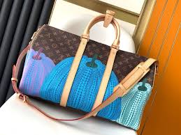 Louis Vuitton Keepall Duffle Bandouliere Bag Yayoi Kusama Pumpkins Monogram Canvas 45 (202313)