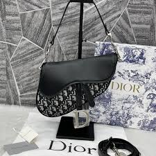 Dior Saddle Leather Canvas Black With Original Box