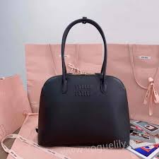 Miu Miu Embossed Logo Medium Tote Bag With Dust Bag (3005 Black)