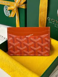 Goyard Saint Sulpice Card Holder Wallet With Dust & OG Box Orange 9636