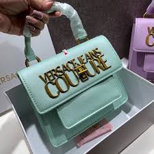 Versace Jeans Couture Saffiano Lock Crossbody Bag With OG Gift Box & Dust Bag (Pistachio Green - VA029)