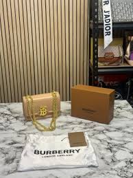 Burberry TB CalfSkin Beige Sling With OriginalBox