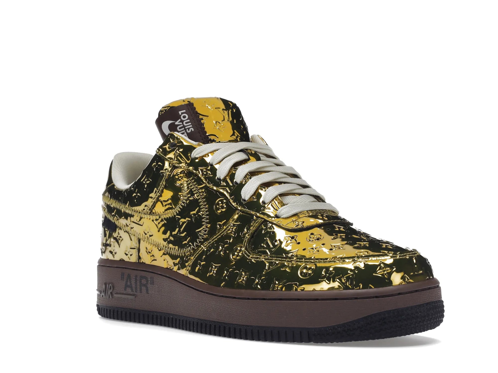 NIKE AIR FORCE 1 LOUIS VUITTON OFF-WHITE METALLIC GOLD