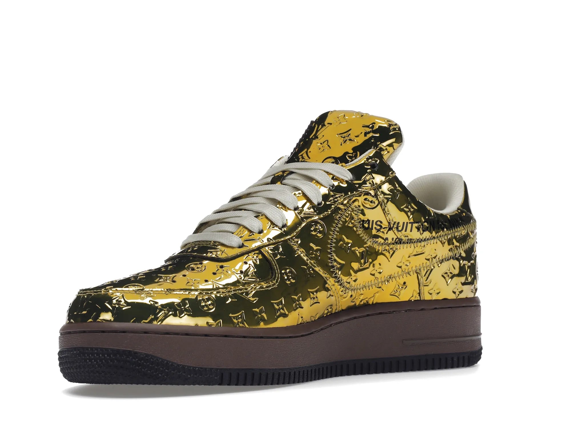 NIKE AIR FORCE 1 LOUIS VUITTON OFF-WHITE METALLIC GOLD