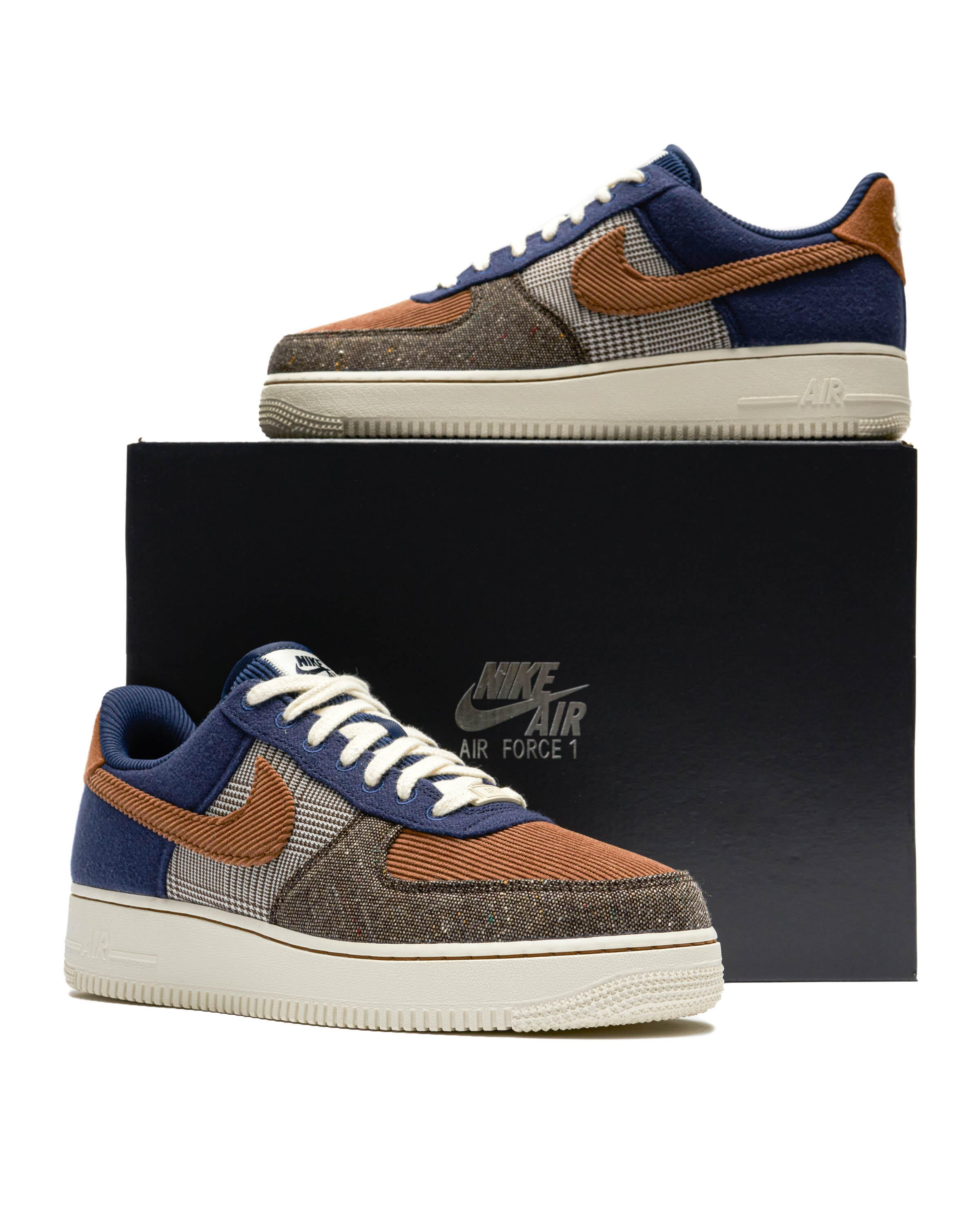 NIKE AIR FORCE 1 '07 PRM MIDNIGHT NAVY/ALE BROWN-PALE IVORY